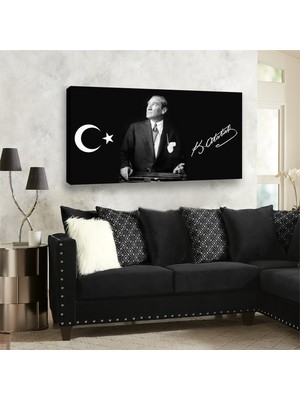 Reklam Ofisi Mustafa Kemal Atatürk, Ay Yıldız Temalı Modern Premium Kanvas Tablo