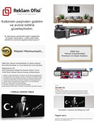 Reklam Ofisi Mustafa Kemal Atatürk, Ay Yıldız Temalı Modern Premium Kanvas Tablo