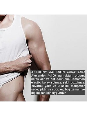 Anthony Jackson 5'li Kutu Premium Klasik Erkek Atlet Alexander Ekstra Uzun- Taranmış Ince Fitilli Organik Pamuk