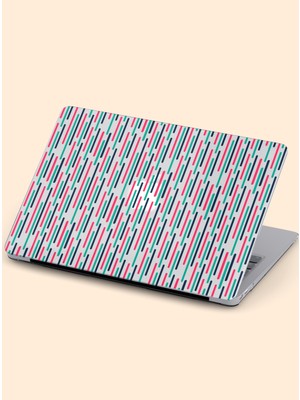 Macbook Air (M1) Kılıf 13.3 Inç A1932-A2179-A2337 2020/2021 Şeffaf Kapak Tam Koruma Macos-07 Pembe Mavi Çizgiler