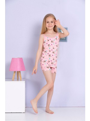 Yağmur Giyim Elm Ceylan Desenli Kız Çocuk Atlet Boxer Takımı 8014