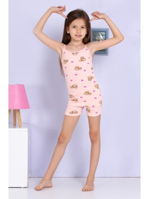 Yağmur Giyim Elm Ayıcık Desenli Kız Çocuk Atlet Boxer Takımı 8006