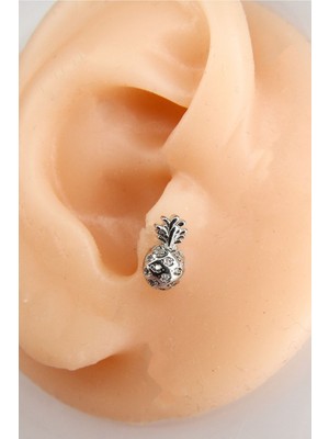 Gümüş Renk  8 mm Taşlı Ananas Piercing Tragus Helix Kıkırdak