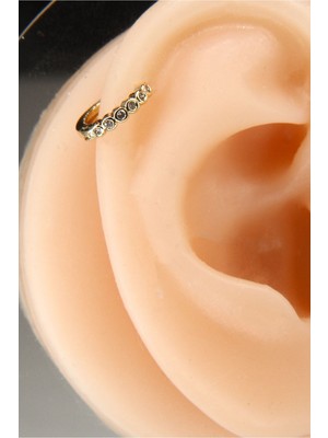 Dam Gold 8mm Taşlı Halka Piercing Helix Kıkırdak