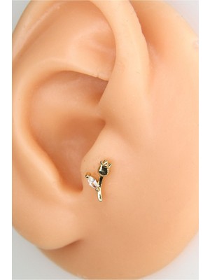 Dam Gold 8 mm Gül Piercing Tragus Helix Kıkırdak