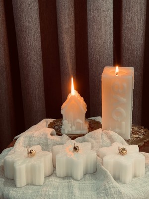 Mumias Candle 3'lü Kar Tanesi Dekoratif Mum Seti