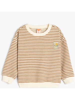 Koton Bisiklet Yaka Uzun Kollu Çizgili Sweatshirt