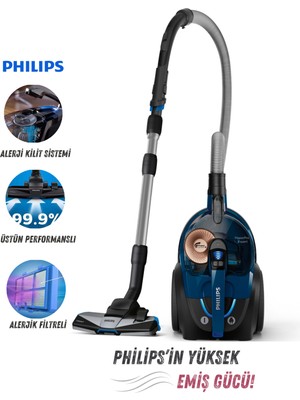 Philips HEPA13 Filtreli, 5 Yıl Motor Garantili,  Powercyclone 8 Triactive+ Başlık Premium Toz Torbasız Süpürge | AIerji Kilit Sistemi Fonksiyonel ve Hızlı | Onerous Mutfak Tartısı Hediye