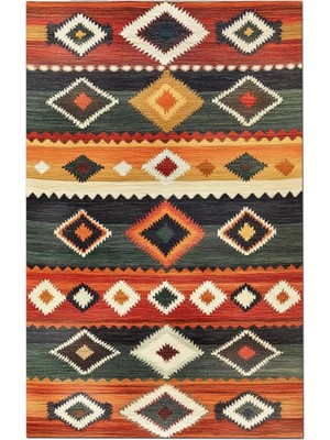 Kilim Home Mars 203 Çok Renkli Bej Otantik Etnik Desen Kaymaz ve Dokuma Taban Dekoratif Halı