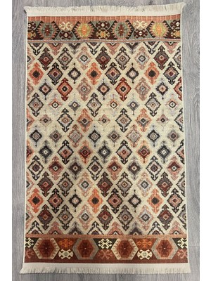 Kilim Home Mars Krem Etnik Otantik Çok Renkli Yıkanılabilir Halı