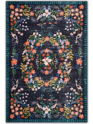 Kilim Home Mars 2184 Lacivert Botanik Floral Çiçeksi Modern ve Country Stil Dokuma Taban Halı