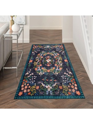 Kilim Home Mars 2184 Lacivert Botanik Floral Çiçeksi Modern ve Country Stil Dokuma Taban Halı