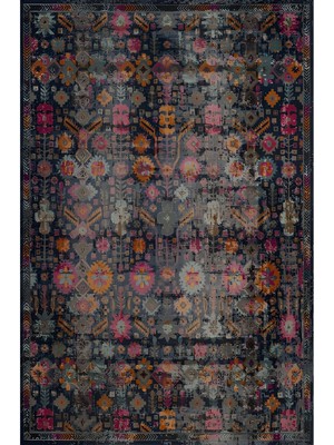 Mars 59 Modern Stil Lacivert Halı ve Kilim Salon Halıs Halı Saçaklı Yıkanabilen Halı