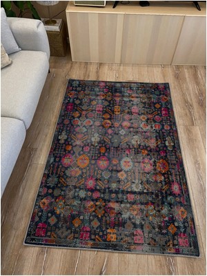 Mars 59 Modern Stil Lacivert Halı ve Kilim Salon Halıs Halı Saçaklı Yıkanabilen Halı