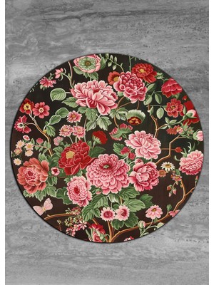 Kilim Home Mars 144 Bahar Çiçekleri Kırmızı Yeşil Çok Renkli Yuvarlak Halı