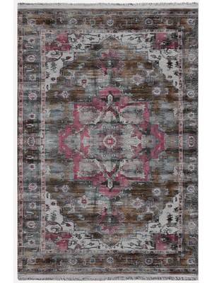 Kilim Home Mars 84 Gri Tonlarında Klasik Temalı Dekoratif Salon Halısı Saçaklı Yıkanabilen Halı