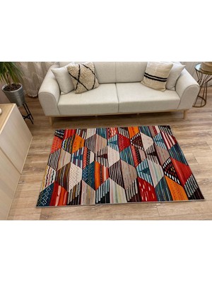 Kilim Home Mars 72 Fuşya Tonlarında Dekoratif Salon Halısı Halı Saçaklı Yıkanabilen Halı