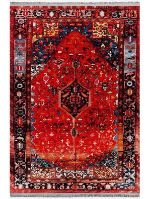 Kilim Home Mars Halı95 Kırmızı Tonlarında Klasık Dekoratif Halı Salon Halısı Saçaklı Yıkanabilen Halı