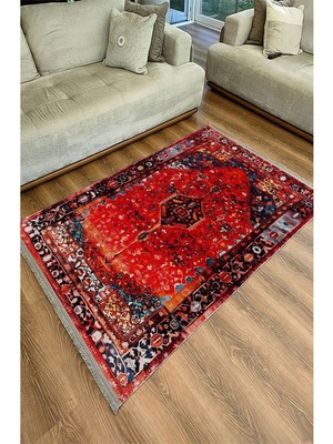 Kilim Home Mars Halı95 Kırmızı Tonlarında Klasık Dekoratif Halı Salon Halısı Saçaklı Yıkanabilen Halı