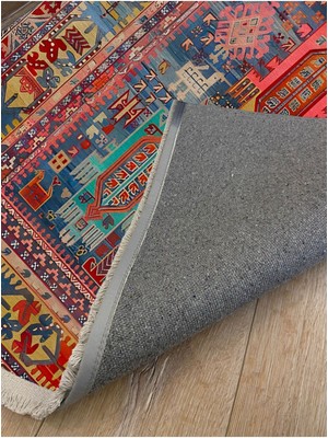 Kilim Home MARS73 Fuşya Tonlarında Klasik Salon Halısı Saçaklı Yıkanabilen Dekoratif Halı