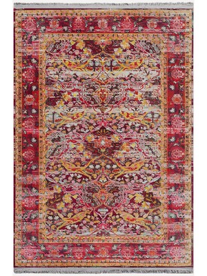 Kilim Home Mars 93 Fuşya Tonlarında Klasık Dekoratif Kilim Salon Halısı Saçaklı Yıkanabilen Halı