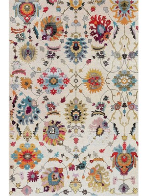 Kilim Home Mars 68 Krem Tonunda Dekoratif Salon Halısı Saçaklı Yıkanabilen Dekoratif Halı