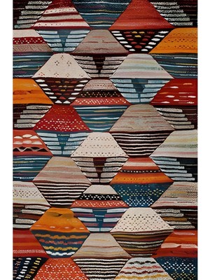 Kilim Home Mars 72 Fuşya Tonlarında Dekoratif Salon Halısı Halı Saçaklı Yıkanabilen Halı