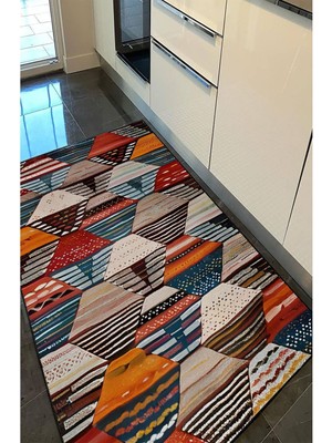 Kilim Home Mars 72 Fuşya Tonlarında Dekoratif Salon Halısı Halı Saçaklı Yıkanabilen Halı