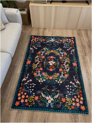 Kilim Home Mars 61 Modern Stil Lacivert Tonda Mars Halı ve Kilim Salon Halısı Saçaklı Yıkanabilen Halı