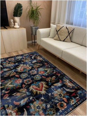 Mars 58 Modern Stil Siyah Halı ve Kilim Salon Halısı Saçaklı Yıkanabilen Halı