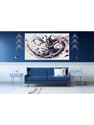 Ti Play Ti-Play Çiçek ve Samuray 60 x 90 cm  Modern Pvc Çerçevesiz Tablo