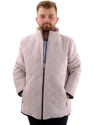 Mode Xl Büyük Beden Erkek Dik Yaka Kapitone Mont U24601 Bej