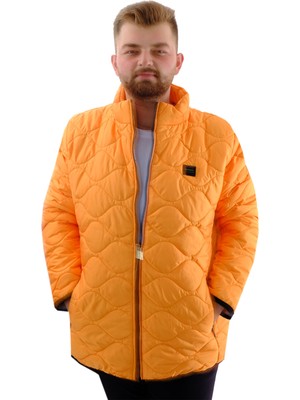 Mode Xl Büyük Beden Erkek Dik Yaka Kapitone Mont U24601 Hardal