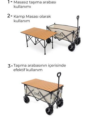 Ecrou Katlanabilir, Taşınabilir Vagon Metal Masalı Kamp Ve Piknik Taşıma Pazar Arabası Bej