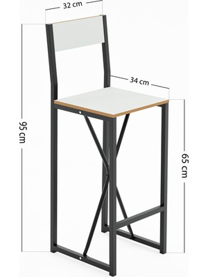 Eportatif Bar Sandalyesi Mutfak Sandalyesi Otel Cafe Sandalye Beyaz 1565