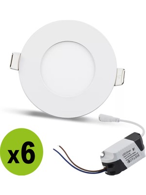 ŞANLED 3W Tasarruflu LED Yuvarlak Beyaz Kasa Beyaz Işık Sıva Altı Slim Panel Tavan Armatürü-6 Adettir