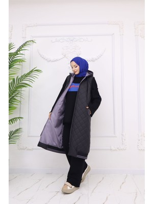 Kapüşonlu  Cepli  Şişme  Yelek   Uzunluk 100 cm