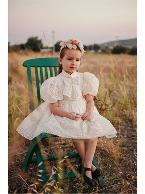 Özel Tasarım Kız Çocuk  Elbise ,taç Aksesuarlı Elbisesi, Dantel Doğum Günü Elbisesi , Çocuk Abiye