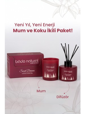 Bade Natural Sweet Dreams Caramel & Vanilla Cake Soya Mumu ve Çubuklu Oda Kokusu