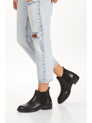 Kazax Seend Siyah Cilt Topuklu Bot