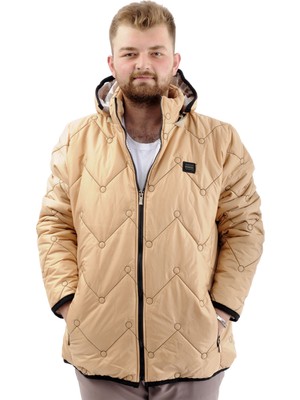 Mode Xl Erkek Büyük Beden Şişme Mont Cepli Fermuarlı Soğuk Geçirmez U24600 Sütlü Kahve