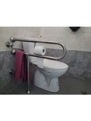 Otobir Yeni Engelli Tutunma Barı Tuvalet Kağıtlıklı Banyo Wc Paslanmaz Mat Satine Yüzeyli Sabit Ayarlanabilir Ayaklı