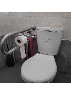 Otobir Yeni Engelli Tutunma Barı Tuvalet Kağıtlıklı Banyo Wc Paslanmaz Mat Satine Yüzeyli Sabit Ayarlanabilir Ayaklı