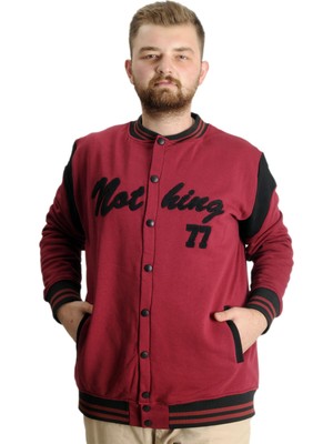 Mode XL Erkek Kolej Mont Bordo Oversize Kesim Uzun Kol ve Kanguru Cep Detayıyla