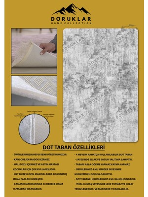 Doruklar Home Collection Kaymaz Taban Yıkanabilir Dijital Baskı Dekoratif Modern Desenli Nesv2 Serisi Dot Taban Halı N2S15