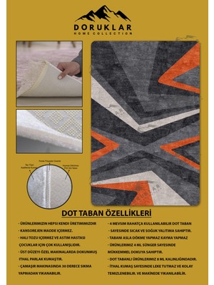 Doruklar Home Collection Kaymaz Taban Yıkanabilir Dijital Baskı Dekoratif Modern Desenli Nesv2 Serisi Dot Taban Halı N2S14