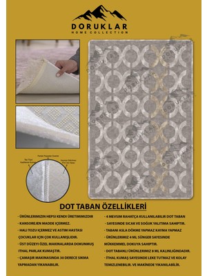 Doruklar Home Collection Kaymaz Taban Yıkanabilir Dijital Baskı Dekoratif Modern Desenli Nesv2 Serisi Dot Taban Halı N2S09