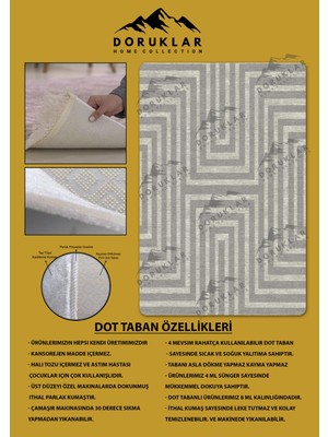 Doruklar Home Collection Kaymaz Taban Yıkanabilir Dijital Baskı Dekoratif Modern Desenli Nesv2 Serisi Dot Taban Halı N2S18