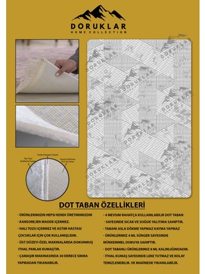 Doruklar Home Collection Kaymaz Taban Yıkanabilir Dijital Baskı Dekoratif Modern Desenli Nesv2 Serisi Dot Taban Halı N2S01