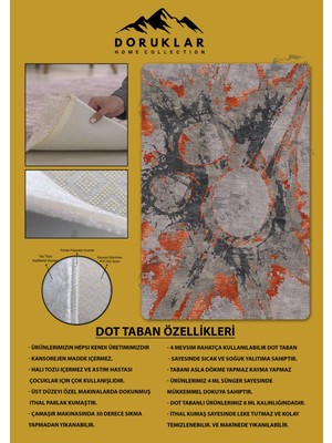 Doruklar Home Collection Kaymaz Taban Yıkanabilir Dijital Baskı Dekoratif Modern Desenli Nesv2 Serisi Dot Taban Halı N2S07